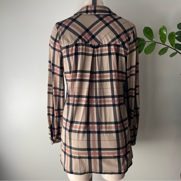 Michael Tyler Check Button Down Drapey Top Shirt Womens Size Small - Picture 4 of 12
